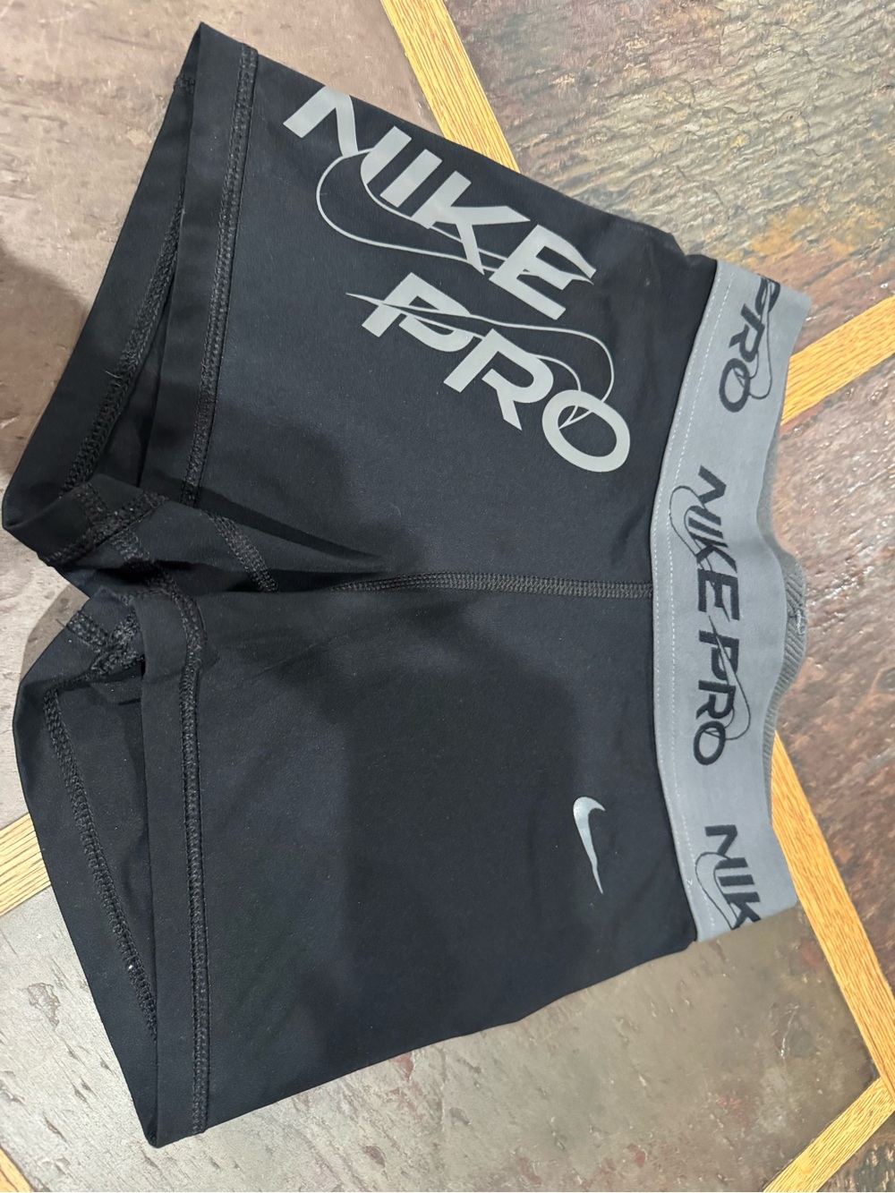 Nike Black Compression Shorts/Spandex with Gray Waistband